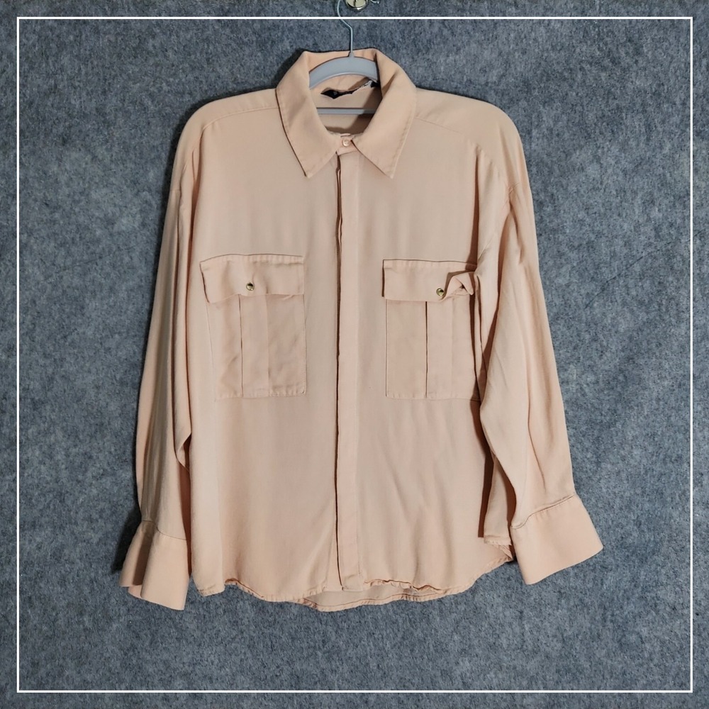 Zara Women Blouse M Minimalist Office Chic Polished Boutique‎ Neutral Style Top